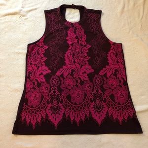 SzL large pink lace over purple Maurices tank
